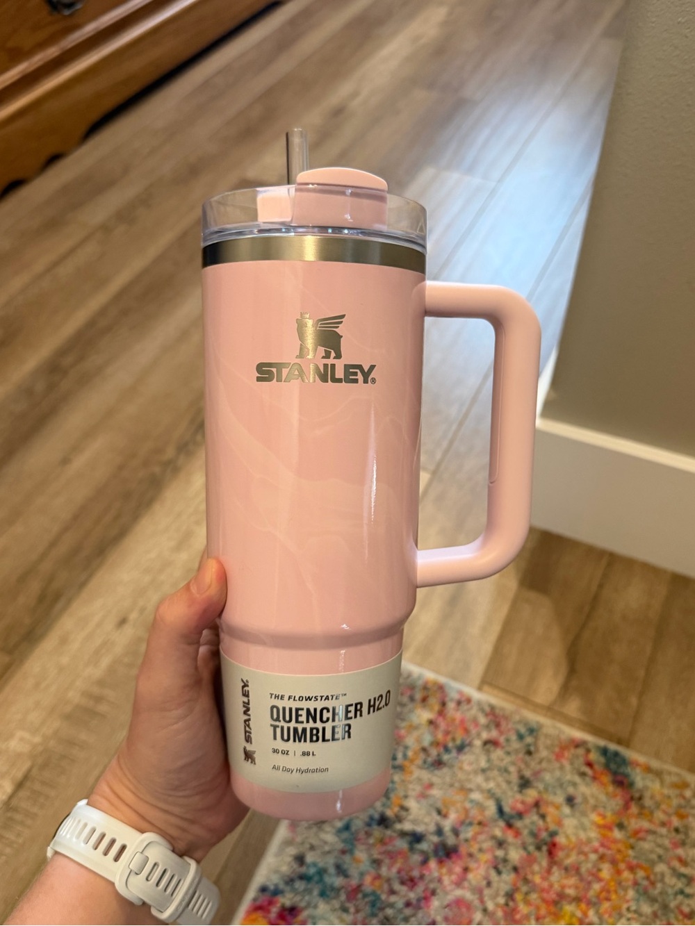Stanley Pink Quencher H2.0 Tumbler with Handle and Straw - Light Pink